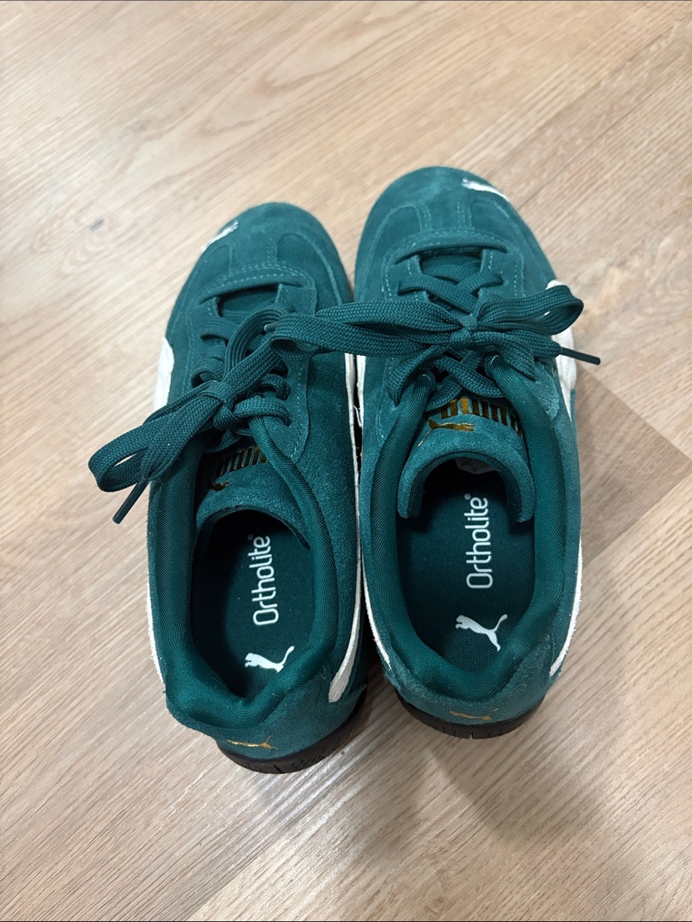Puma Women's Dark Green Suede Sneakers with White Formstrip - Picture 4 of 4